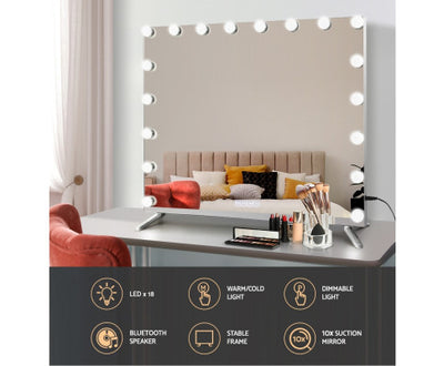 Bluetooth Makeup Mirror 80x65cm Hollywood Vanity with LED Light Wall