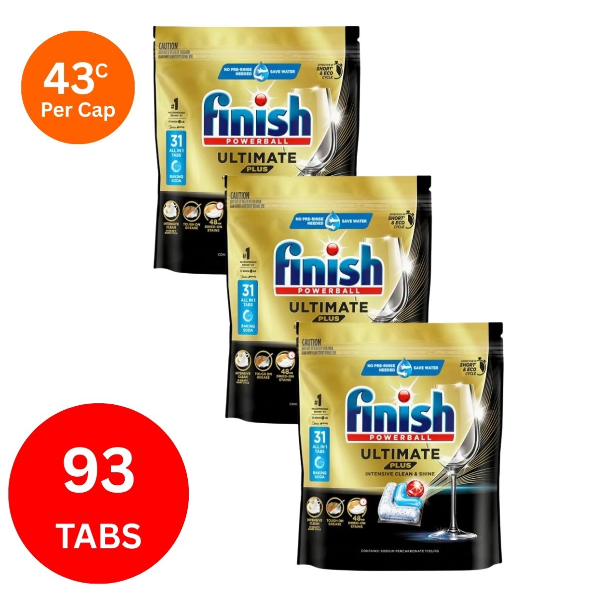 Finish Ultimate Plus x 93 Baking Soda Dishwasher Tablets – Arcadian Living