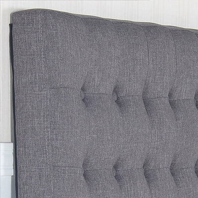 Bed Head King Charcoal Headboard Upholstery Fabric Tufted Buttons