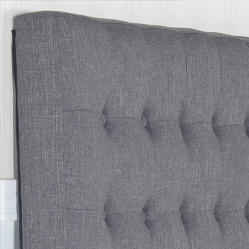 Bed Head King Charcoal Headboard Upholstery Fabric Tufted Buttons