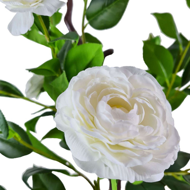 Flowering Natural White Artificial Camellia Tree 180cm