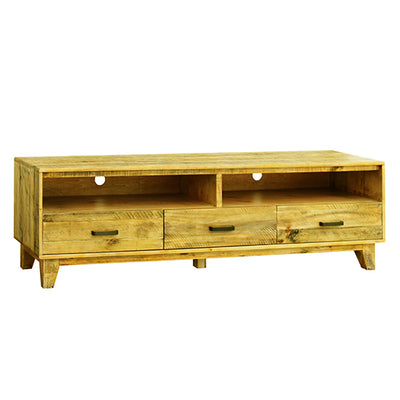 TV Cabinet with 3 Storage Drawers with Shelf in Wooden Entertainment Unit in Light Brown Colour