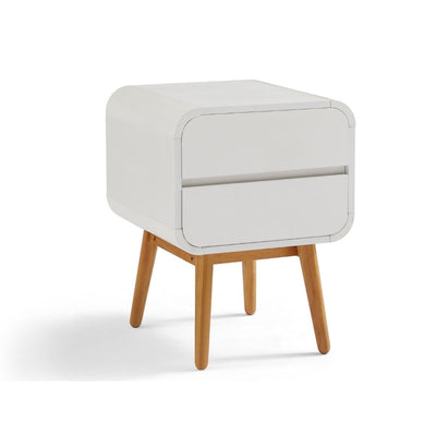 Merlin White Modern Retro Night Stand 