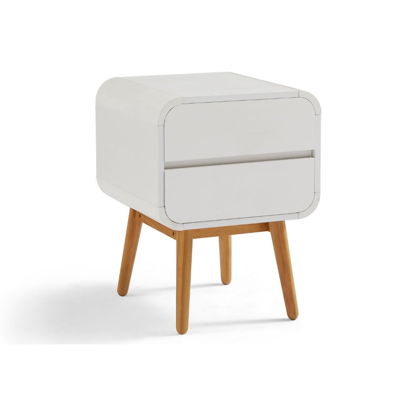 Merlin White Modern Retro Night Stand 
