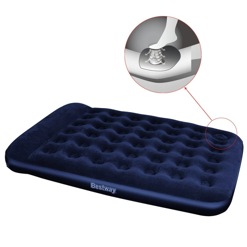 Bestway Inflatable Flocked Airbed with Built-in Foot Pump 203x152x28 cm