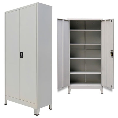 vidaXL Office Cabinet with 2 Doors Steel 90x40x180 cm Grey