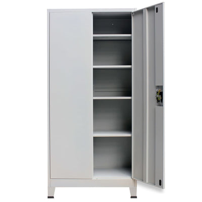 vidaXL Office Cabinet with 2 Doors Steel 90x40x180 cm Grey