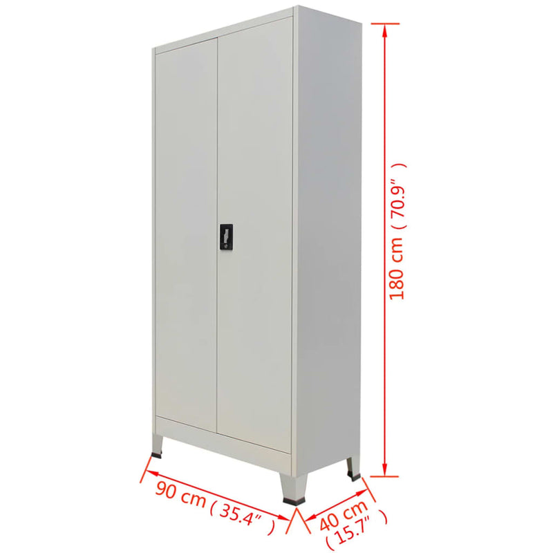 vidaXL Office Cabinet with 2 Doors Steel 90x40x180 cm Grey