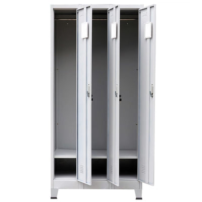 vidaXL Locker Cabinet with 3 Compartments Steel 90x45x180 cm Grey