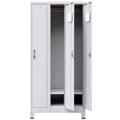 vidaXL Locker Cabinet with 3 Compartments Steel 90x45x180 cm Grey
