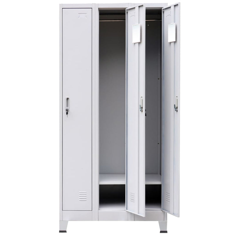 vidaXL Locker Cabinet with 3 Compartments Steel 90x45x180 cm Grey