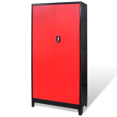 vidaXL Tool Cabinet with 2 Doors Steel 90x40x180 cm Black and Red