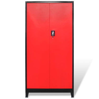 vidaXL Tool Cabinet with 2 Doors Steel 90x40x180 cm Black and Red