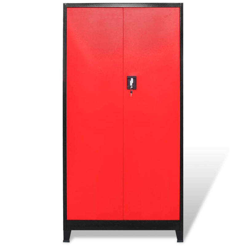 vidaXL Tool Cabinet with 2 Doors Steel 90x40x180 cm Black and Red