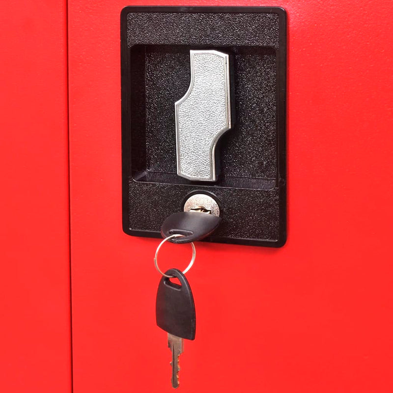 vidaXL Tool Cabinet with 2 Doors Steel 90x40x180 cm Black and Red