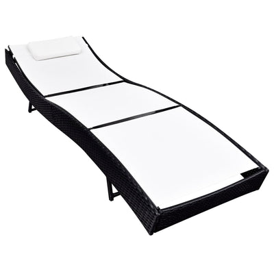 vidaXL Sun Lounger Poly Rattan Black