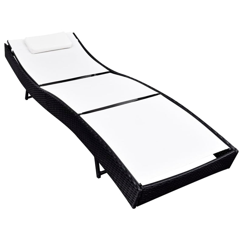 vidaXL Sun Lounger Poly Rattan Black