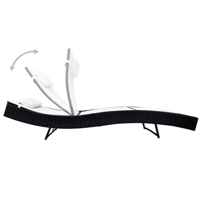 vidaXL Sun Lounger Poly Rattan Black