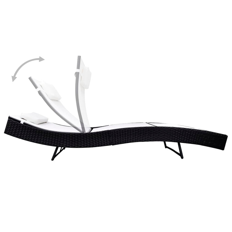 vidaXL Sun Lounger Poly Rattan Black