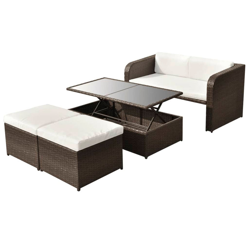 vidaXL 4 Piece Garden Lounge Set with Cushions Poly Rattan Anthracite