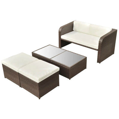 vidaXL 4 Piece Garden Lounge Set with Cushions Poly Rattan Anthracite