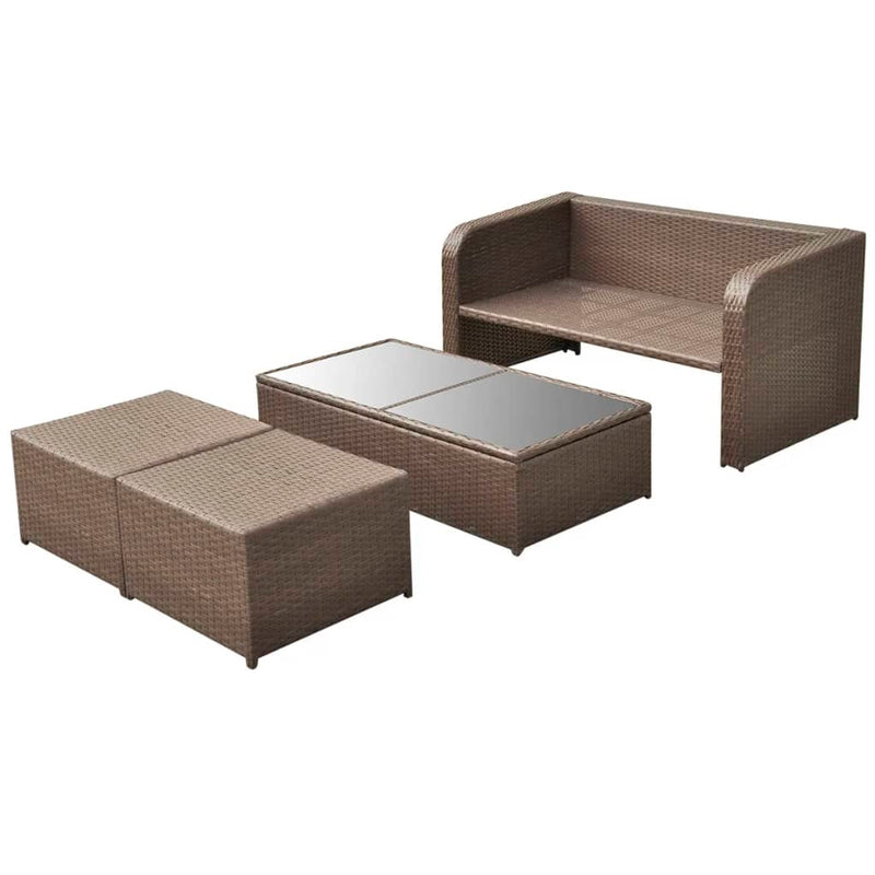 vidaXL 4 Piece Garden Lounge Set with Cushions Poly Rattan Anthracite