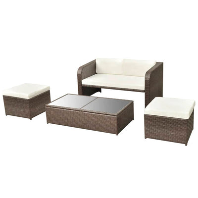 vidaXL 4 Piece Garden Lounge Set with Cushions Poly Rattan Anthracite