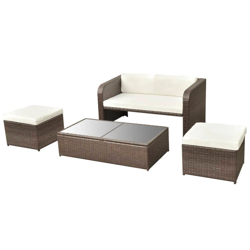 vidaXL 4 Piece Garden Lounge Set with Cushions Poly Rattan Anthracite