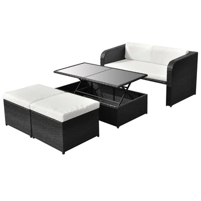 vidaXL 4 Piece Garden Lounge Set with Cushions Poly Rattan Anthracite