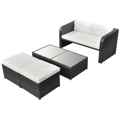 vidaXL 4 Piece Garden Lounge Set with Cushions Poly Rattan Anthracite