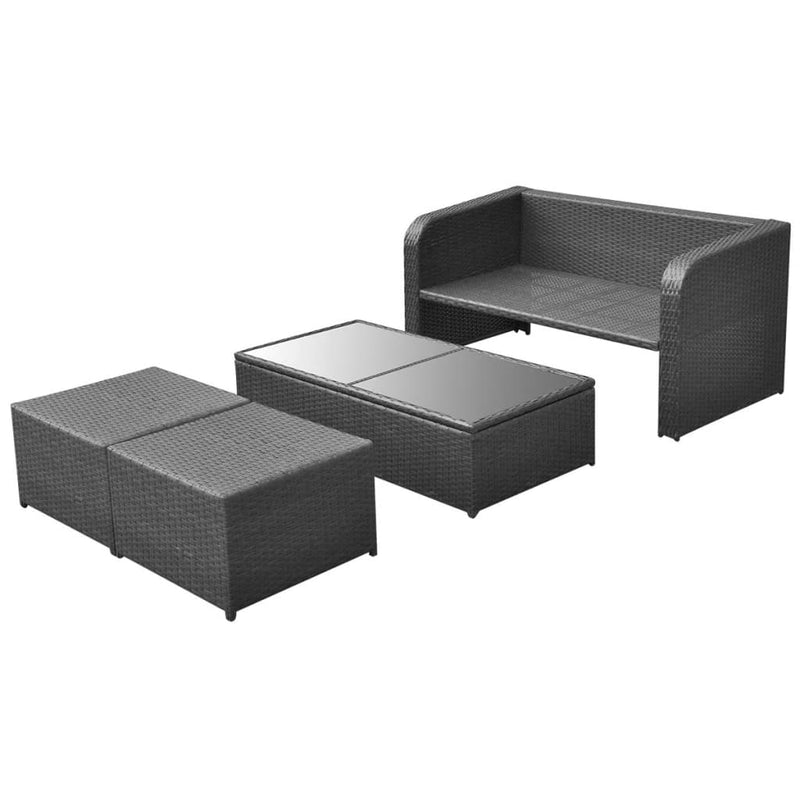 vidaXL 4 Piece Garden Lounge Set with Cushions Poly Rattan Anthracite