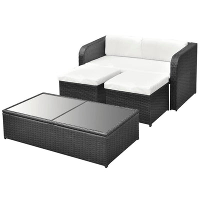 vidaXL 4 Piece Garden Lounge Set with Cushions Poly Rattan Anthracite