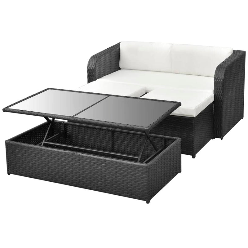 vidaXL 4 Piece Garden Lounge Set with Cushions Poly Rattan Anthracite