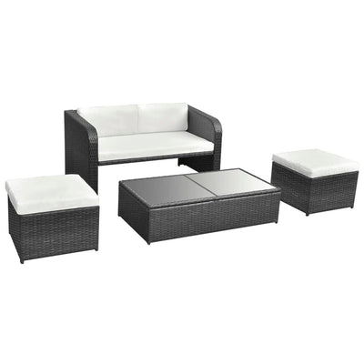 vidaXL 4 Piece Garden Lounge Set with Cushions Poly Rattan Anthracite
