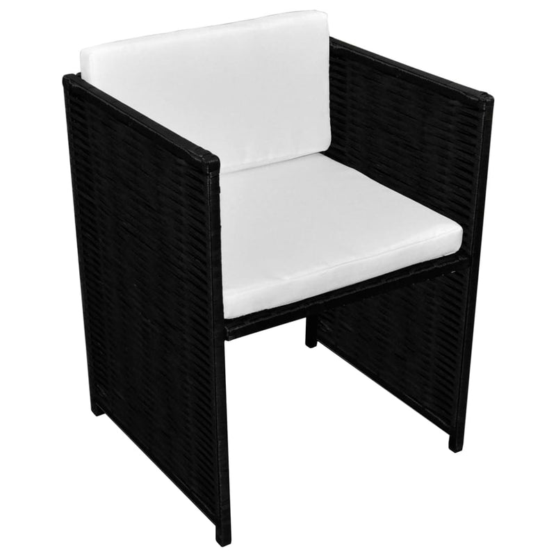 vidaXL 3 Piece Bistro Set with Cushions Poly Rattan Black