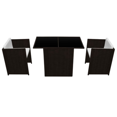 vidaXL 3 Piece Bistro Set with Cushions Poly Rattan Black