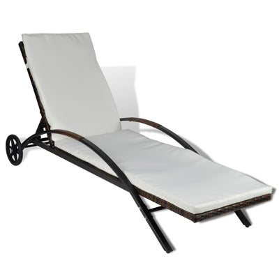 vidaXL Sun Lounger with Cushion & Wheels Poly Rattan Anthracite