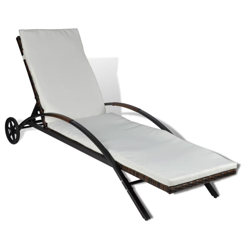 vidaXL Sun Lounger with Cushion & Wheels Poly Rattan Anthracite