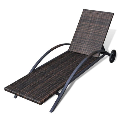 vidaXL Sun Lounger with Cushion & Wheels Poly Rattan Anthracite