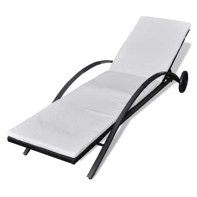 vidaXL Sun Lounger with Cushion & Wheels Poly Rattan Anthracite