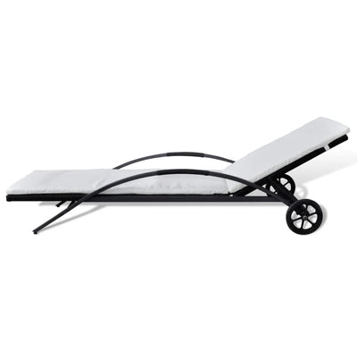 vidaXL Sun Lounger with Cushion & Wheels Poly Rattan Anthracite