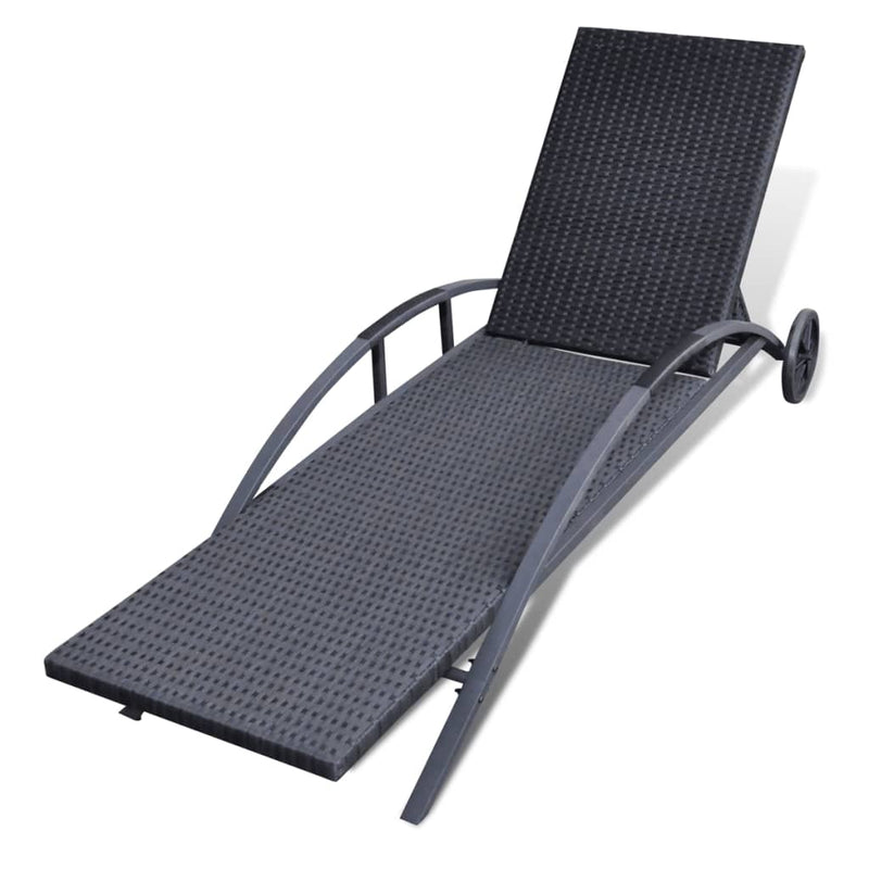vidaXL Sun Lounger with Cushion & Wheels Poly Rattan Anthracite