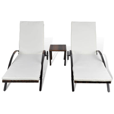 vidaXL Sun Loungers with Table Poly Rattan Anthracite