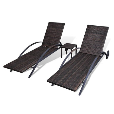 vidaXL Sun Loungers with Table Poly Rattan Anthracite