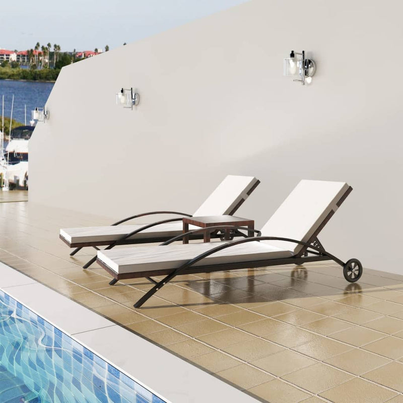 vidaXL Sun Loungers with Table Poly Rattan Anthracite