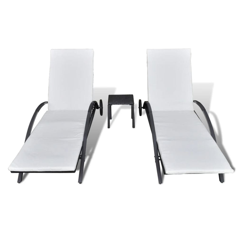 vidaXL Sun Loungers with Table Poly Rattan Anthracite