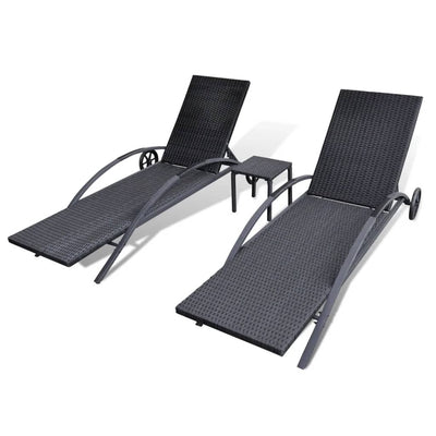 vidaXL Sun Loungers with Table Poly Rattan Anthracite