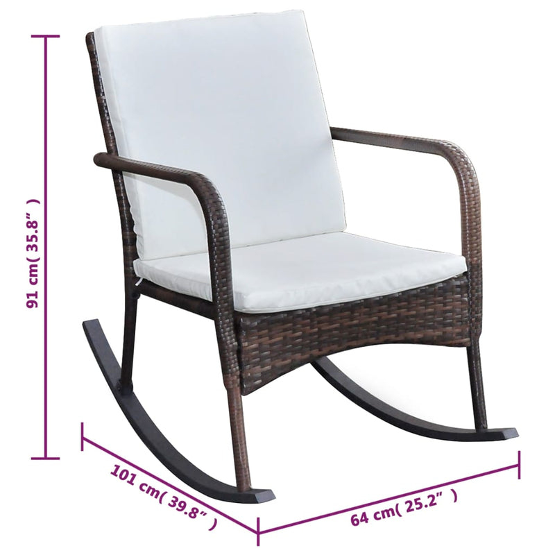 vidaXL Outdoor Rocking Chair Black Poly Rattan