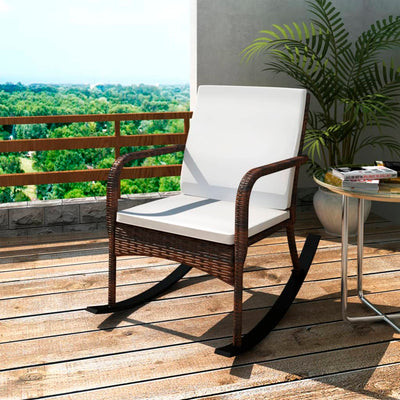 vidaXL Outdoor Rocking Chair Black Poly Rattan