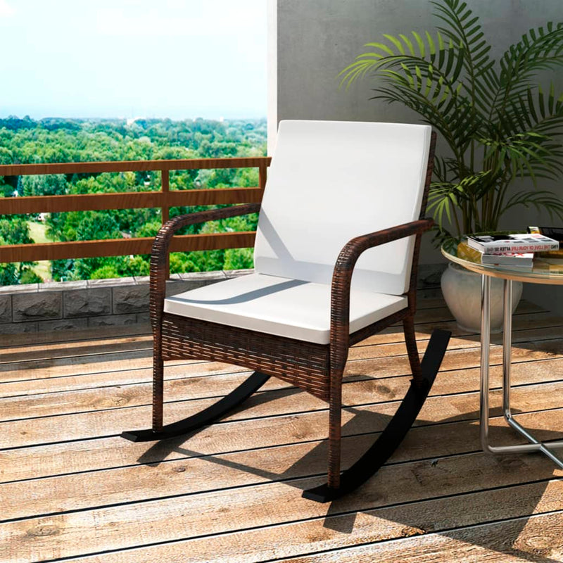 vidaXL Outdoor Rocking Chair Black Poly Rattan